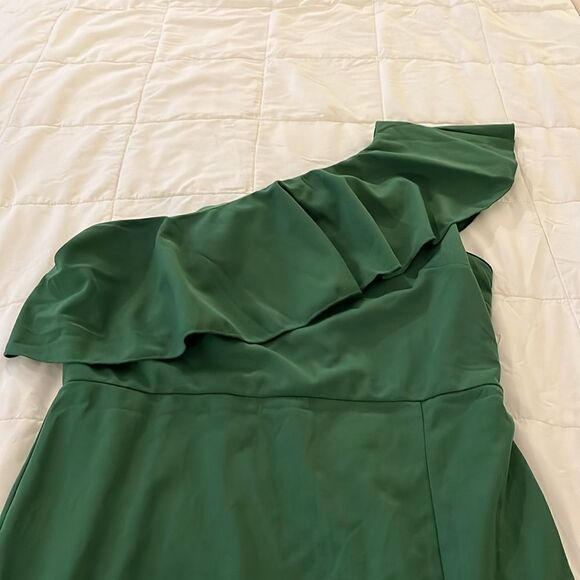 Army Green One Shoulder Midi Dress - Picture 3 of 5